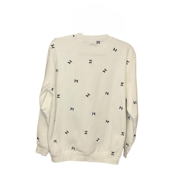 VINYL Beige Black Bow Sweatshirt Size S - Picture 2 of 2